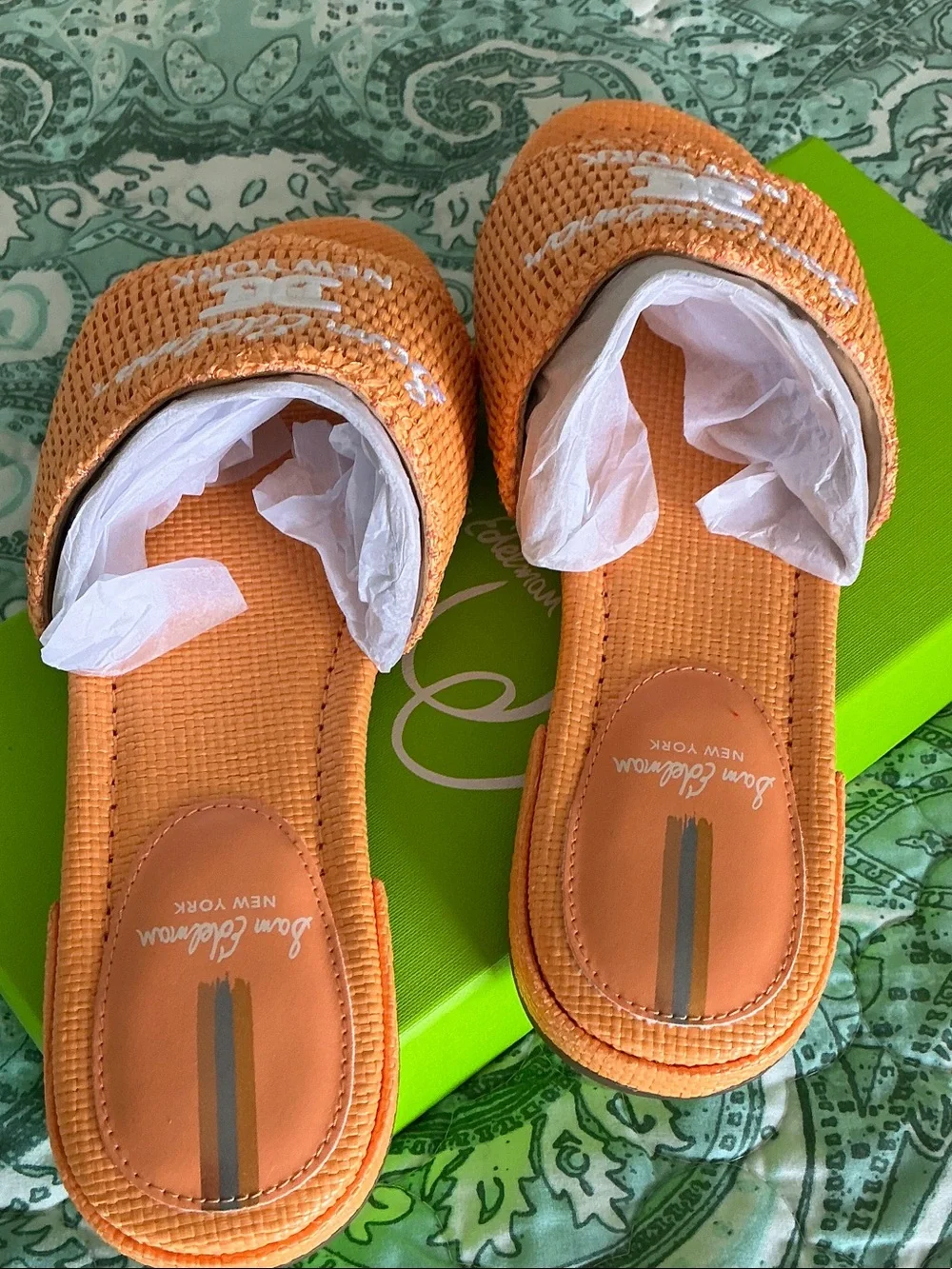 Sam Edelman Orange Woven Slide Sandals - Picture 2 of 5